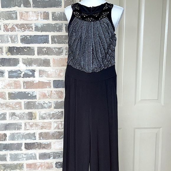 Signature by Sangria Pants - Sangria Black and Silver Dressy Halter Jumpsuit Size 6